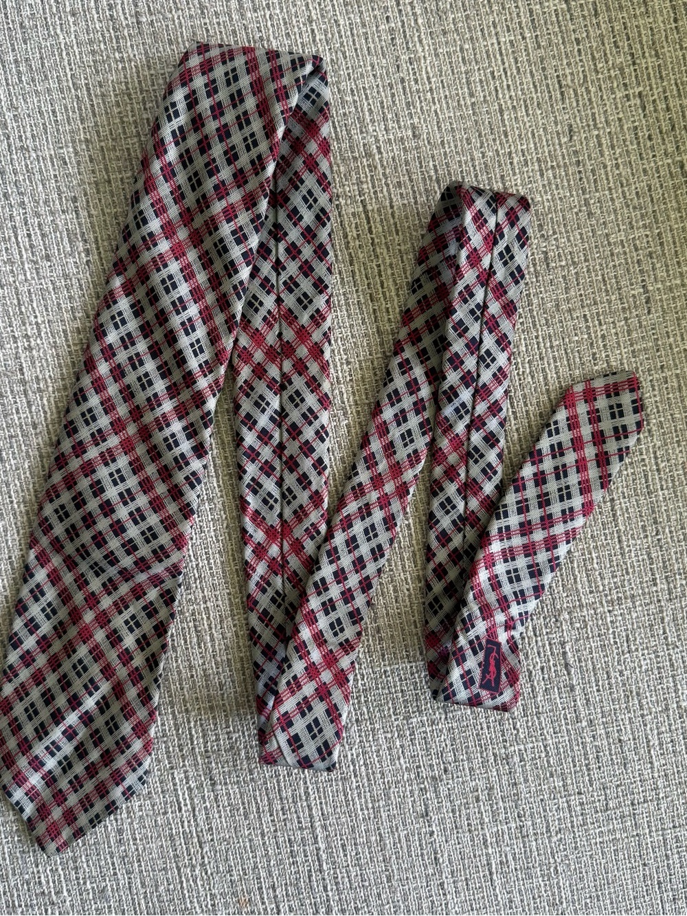 Yves Saint Laurent Plaid Silk Tie in Red, Black and White